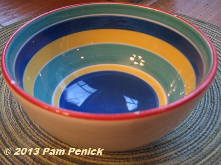 Longaberger Pottery - 8 Small Striped Multi-color Bowls & 1 Large Bowl