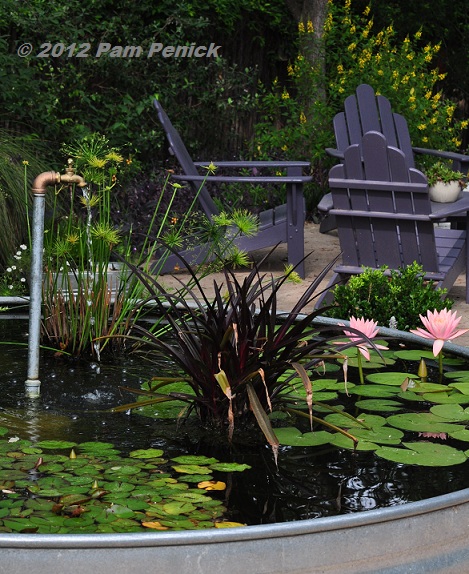 Plumbing pipe fountain adds life to stock-tank pond