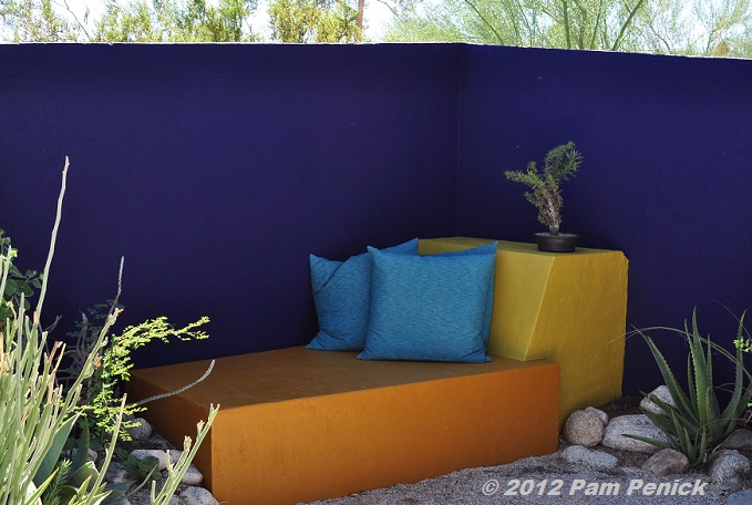 Colored walls in a desert oasis: Garden of Alan Richards