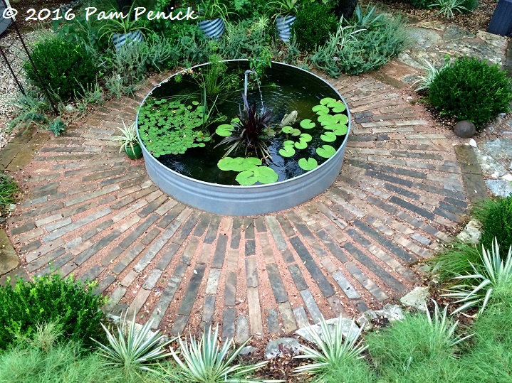 Stock-tank pond garden is cool even in summer's heat