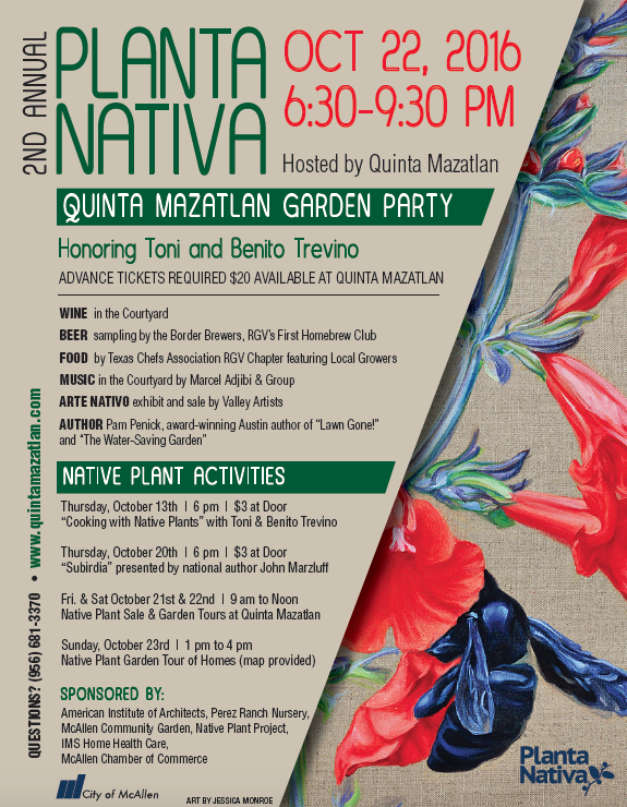 South Texans, I'm presenting at Planta Nativa in McAllen