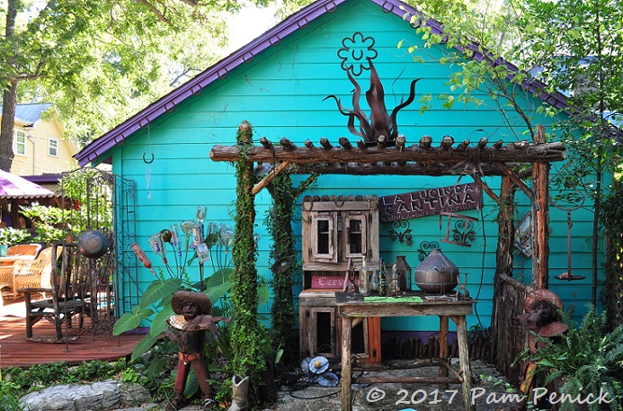 Festive color and a little Dia de los Muertos in Lucinda Hutson's garden