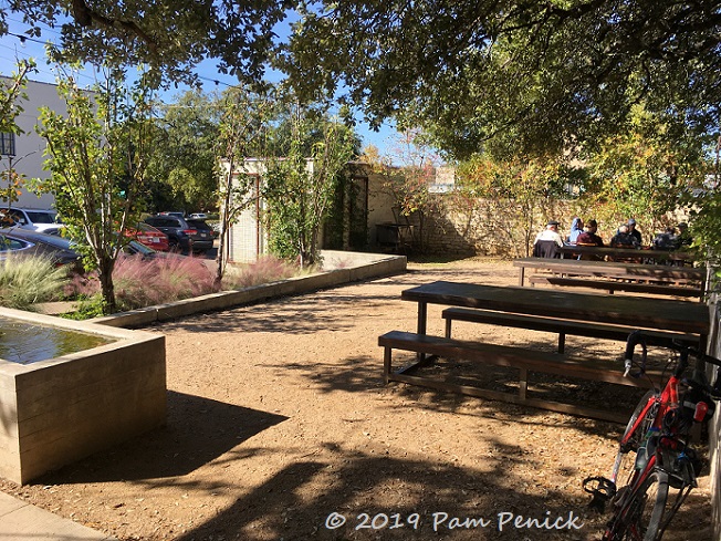 Modern-rustic dining patio at Texas French Bread