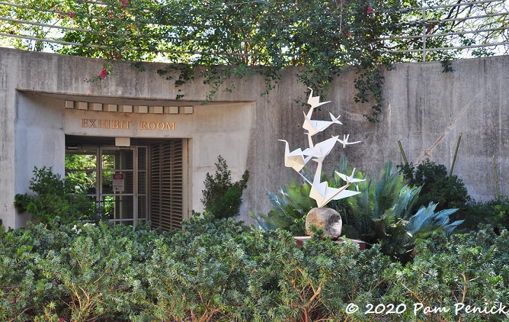 Tropical conservatory and origami sculpture at San Antonio Botanical Garden