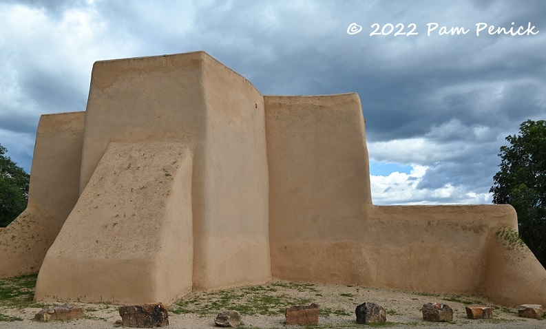 Historic adobe church and soaring gorge bridge near Taos