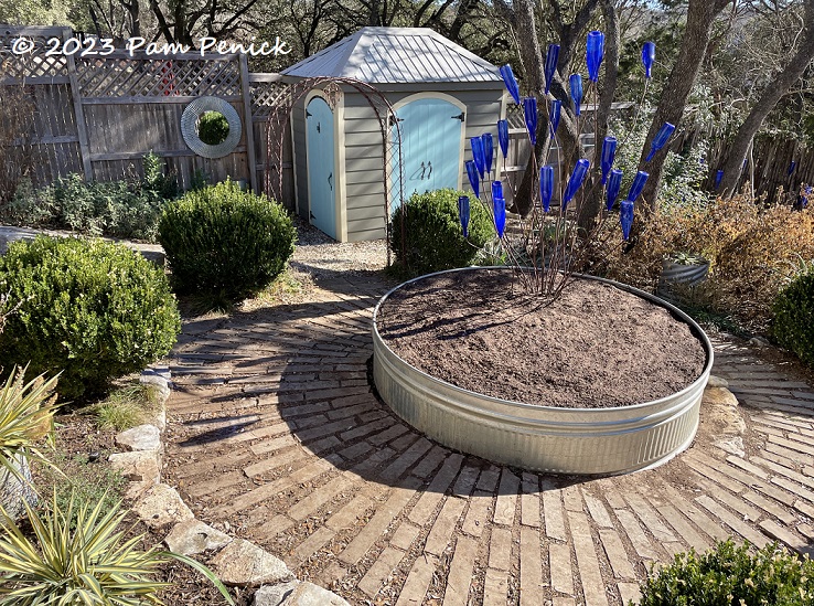 Stock tank returns to the Circle Garden - as a planter!