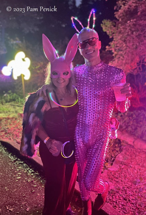 13 Rabbit ears couple Zilker Backyard lights up with neon, costumes for Surreal Backyard