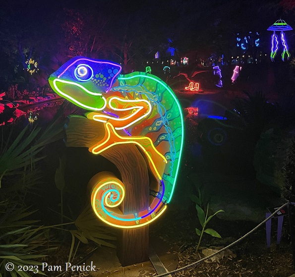 17 Iguana neon sculpture Zilker Backyard lights up with neon, costumes for Surreal Backyard