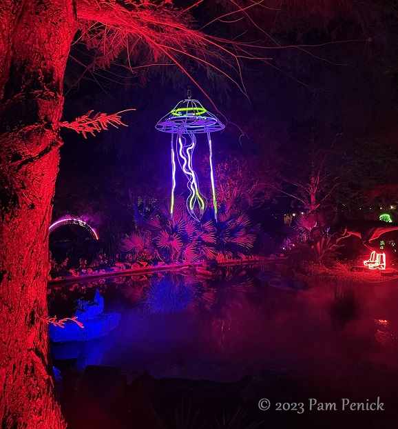 26 Neon jellyfish Pond Zilker Backyard lights up with neon, costumes for Surreal Backyard