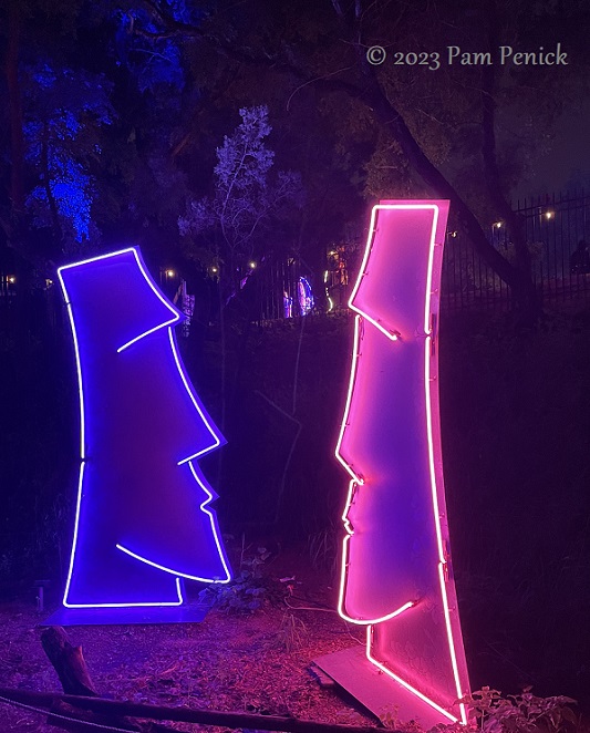 29 Easter Island heads neon sculptures Zilker Backyard lights up with neon, costumes for Surreal Backyard