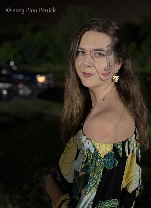 31 Picasso face woman Zilker Backyard lights up with neon, costumes for Surreal Backyard