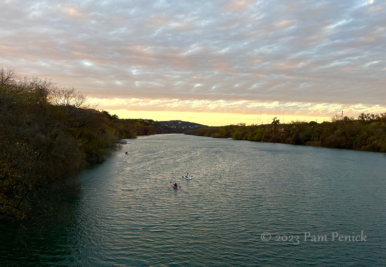 Golden hour at Lady Bird Lake and downtown Austin